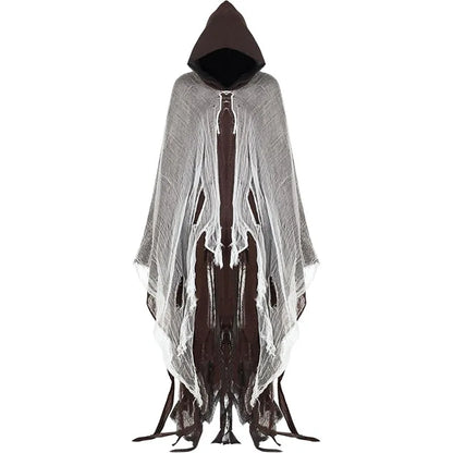 Grim Reaper Costume Cloak with Hood Dune Costume Medieval Renaissance Cloak Halloween Witch Wizard Vampire Cape Party Cosplay