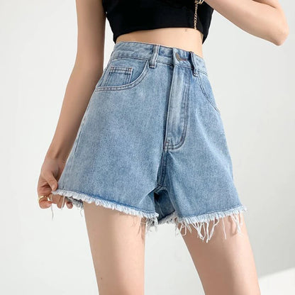 Summer Hot Sale Girls Classic Designer Solid Jeans Lady Fashion High Waist Denim Shorts Female Chic Ripped Short Pants