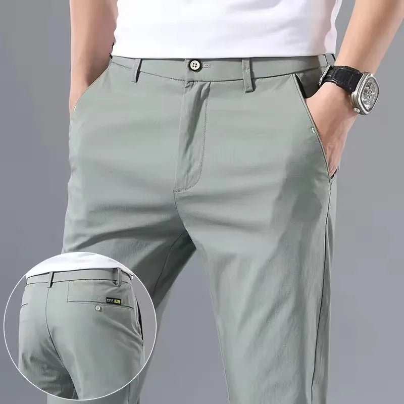 2025 Spring Autumn Thin Slim Men Casual Pants Classic Business Cotton Stretch Golf Trousers Fashion Male Clothing Pants
