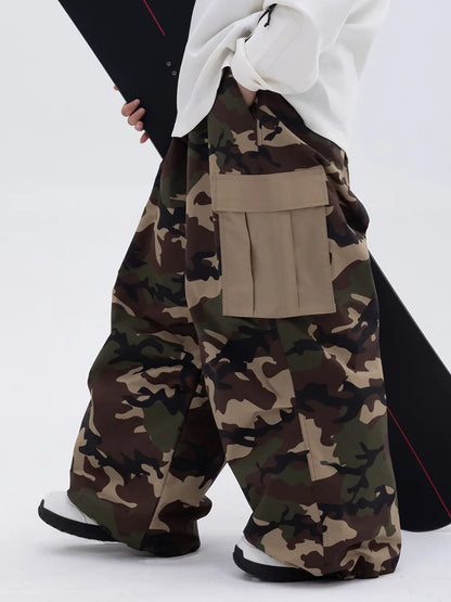 New Ski Pants Men's and Women's Outdoor Veneer Windproof Waterproof Warm Leopard Print Loose Slip