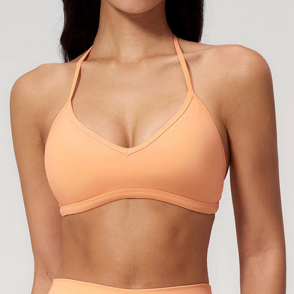 Women Yoga Bra Hanging Neck Sports Bra Gym Top Running Push Up Breathable Sports Underwear Women Fitness Bra Workout Top Women