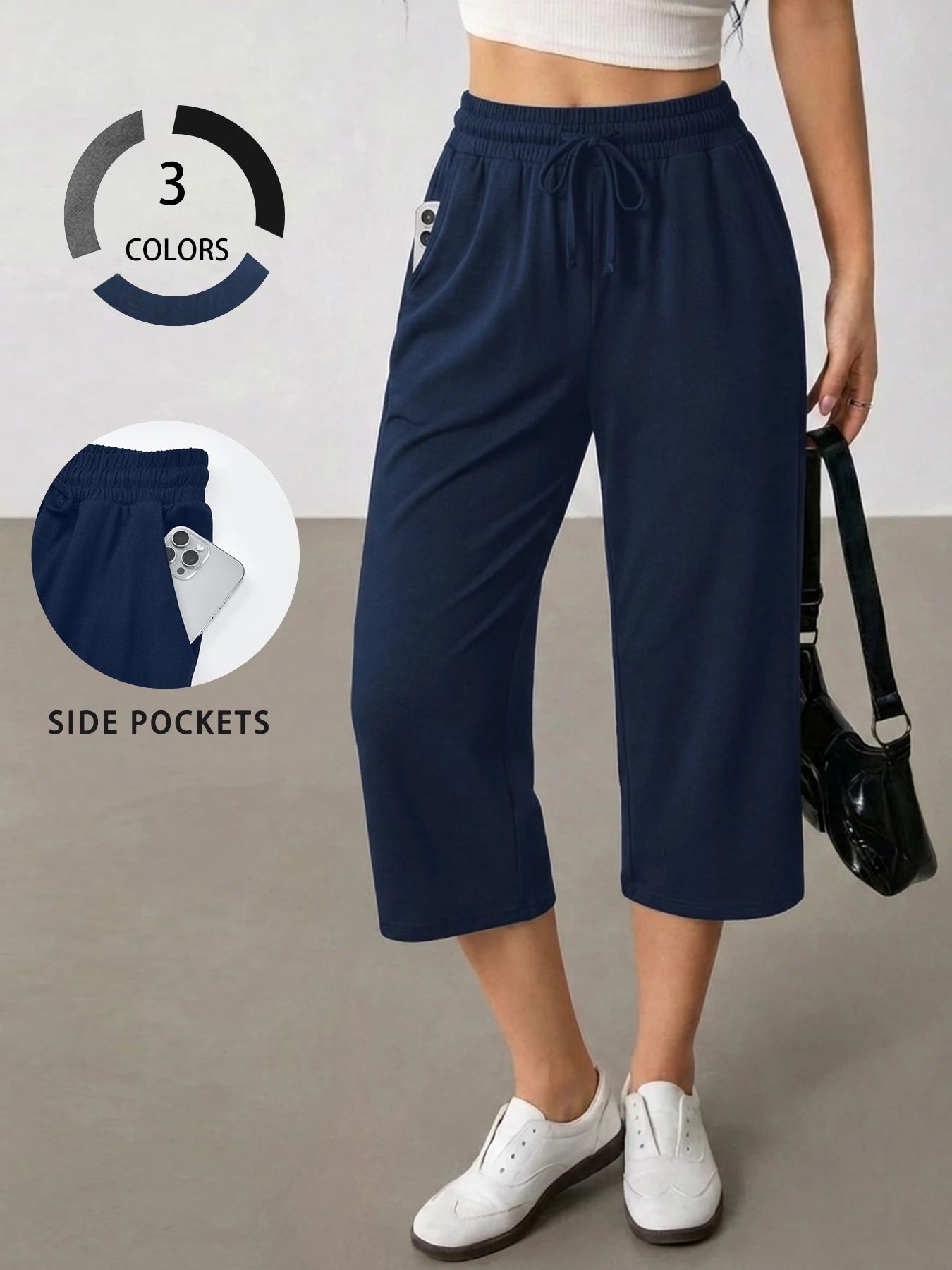 Women's Capri Yoga Pants Loose Soft Drawstring Workout Sweatpants Causal Lounge Pants with Pockets