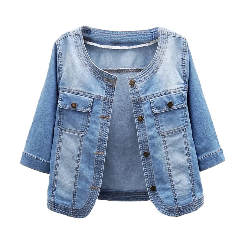 Women Denim Jacket 2024 New Spring Summer Short Coat Blue Jeans Jackets Casual Tops Loose Tops Lady Outerwear