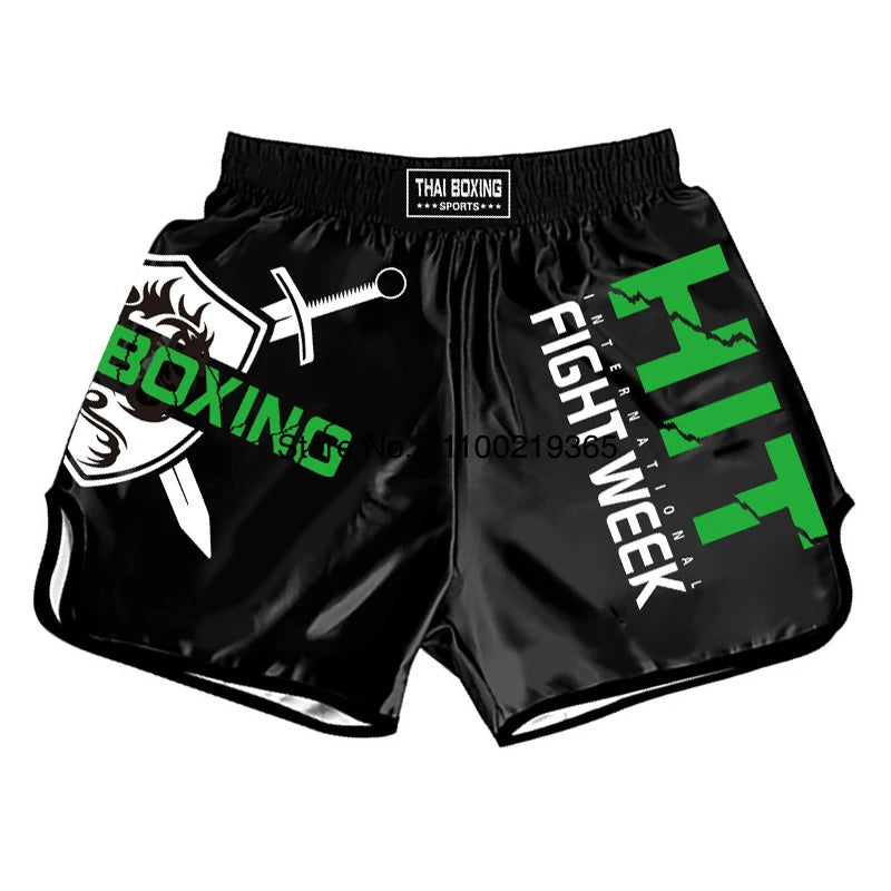 Muay Thai Fight Kickboxing Shorts Fitness Men Women Kids Boxing Shorts Embroidery Thailand Gym Training Black MMA Jujitsu Pants