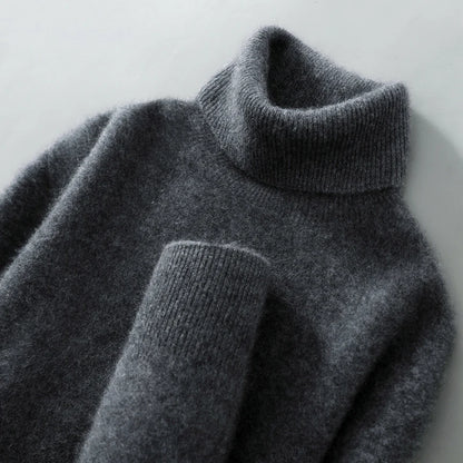 100% Wool High Neck Sweater with Pullover for Men, Autumn and Winter Warm and Full Sleeved Hot Selling New Knitted Base Sweater