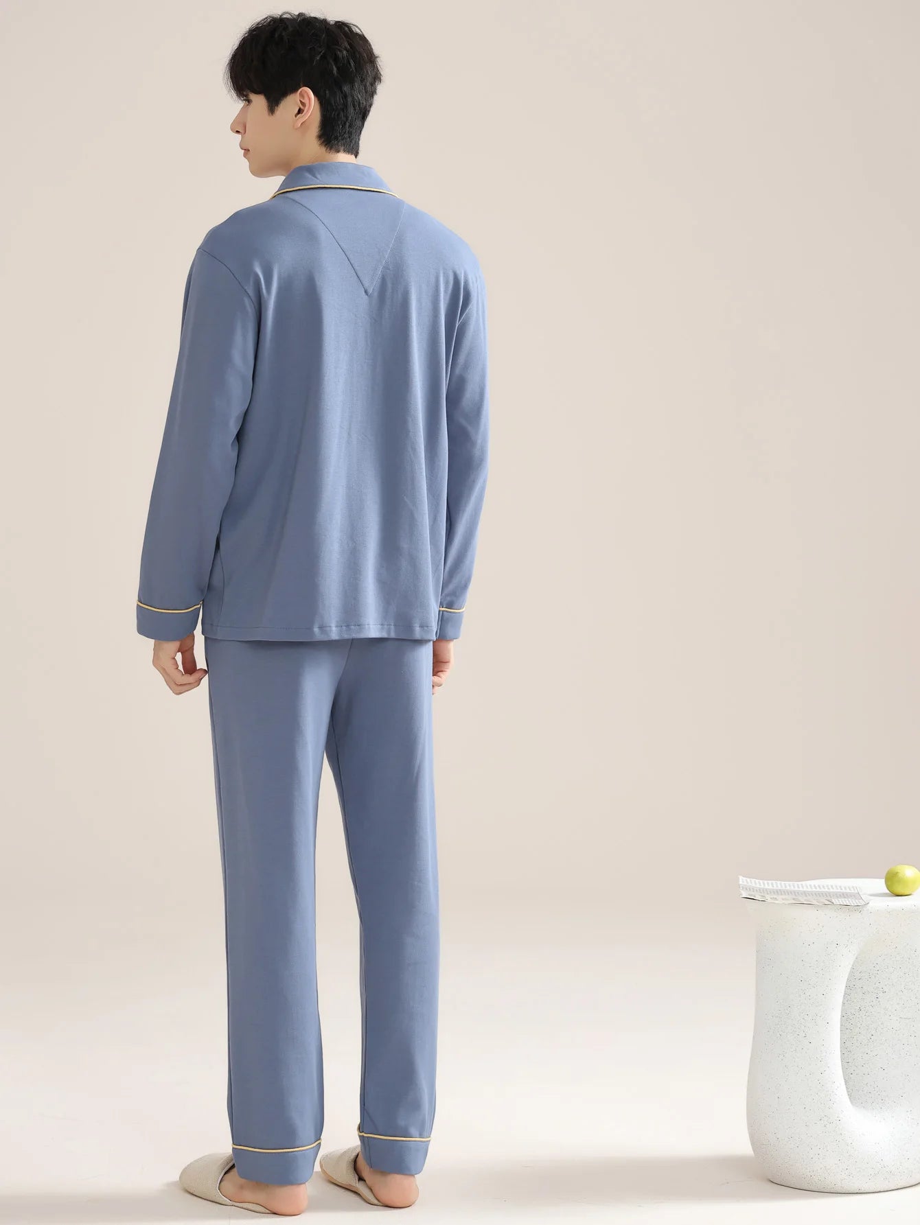 Men's 100% cotton long sleeved four season plus size men's sleepwear