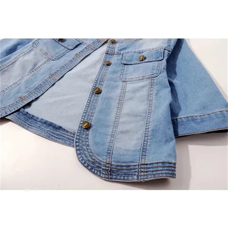 Women Denim Jacket 2024 New Spring Summer Short Coat Blue Jeans Jackets Casual Tops Loose Tops Lady Outerwear