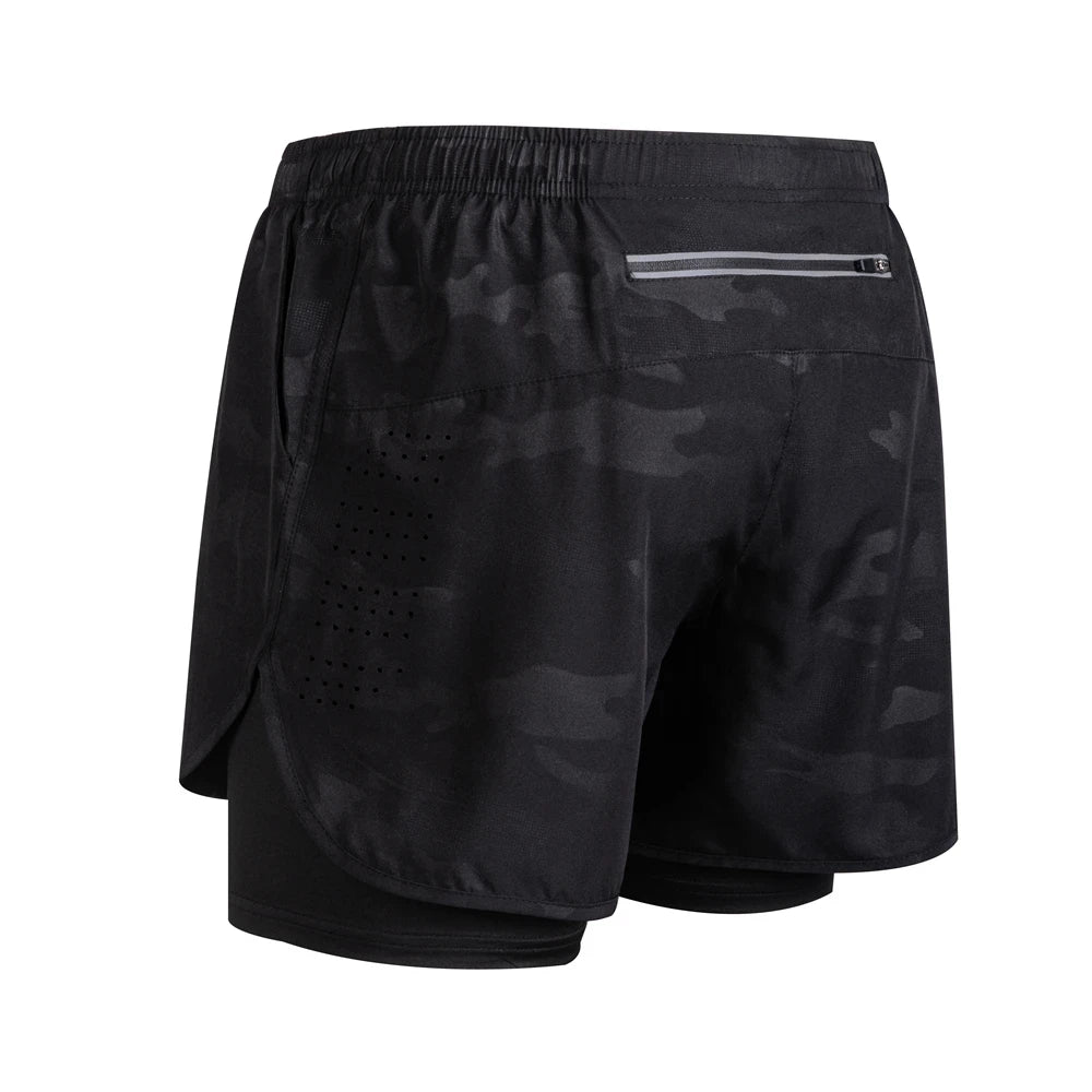 Summer Men's Reflective Running Shorts Fitness Quick Drying Double-Layer Shorts Men's Exercise Training Bodybuilding Shorts