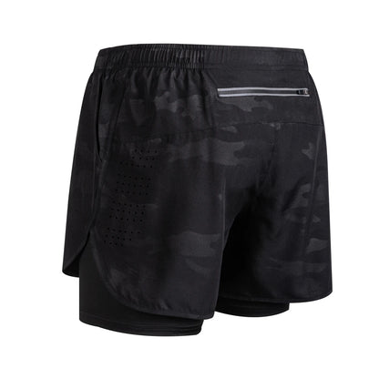 Summer Men's Reflective Running Shorts Fitness Quick Drying Double-Layer Shorts Men's Exercise Training Bodybuilding Shorts