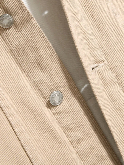 men's denim jacket for spring and autumn. Khaki simple coat. For daily casual wear, with a street - casual and trendy style.