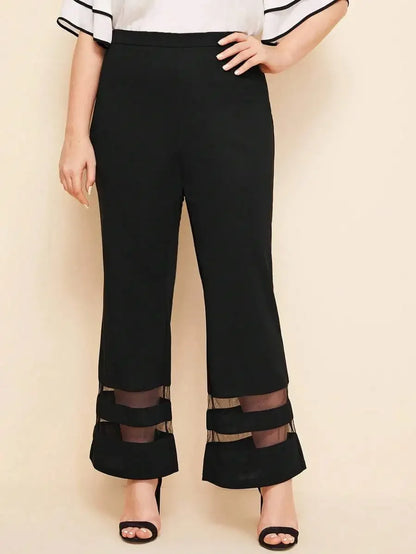 Modelyn Plus Mesh Insert Flare Leg Pants