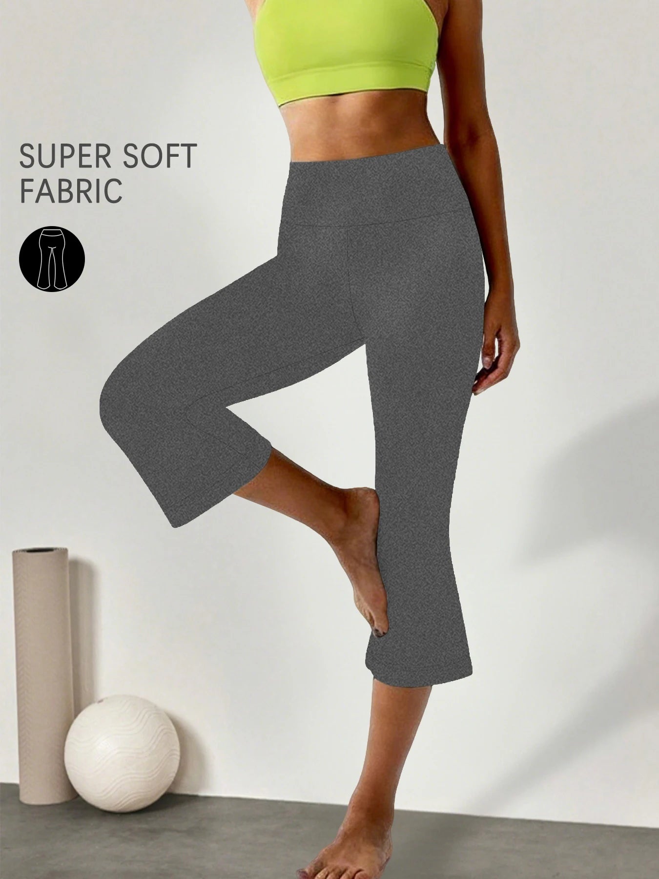 High Waisted Capri Pants For Women,Super soft Tummy Control Flare  Leggings,Workout Running Yoga Athletic Leggings