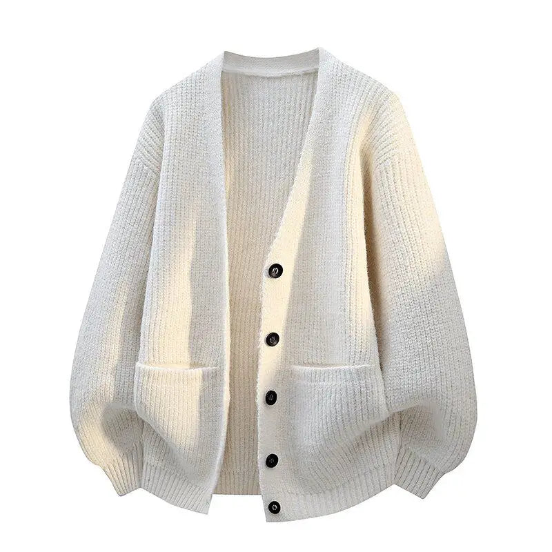 Legible Autumn and Winter Casual Sweater Men Loose Knitted Cardigan Male Round Neck Collar Sweatercoats Man