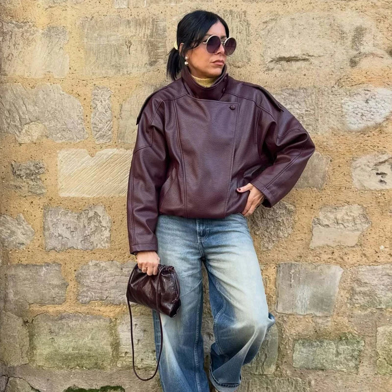 MUJER Faux Leather Jackets for Women Oversize Women's Bomber Jacket Fashion Winter Womens Coats Outerwears Demi-season Jackets
