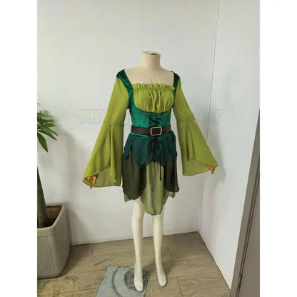 Medieval elf Disguise Role Play Easter Green Dress for Female Fairy Halloween Party Renaissance Carnival Fantasy Stage Performance Costume