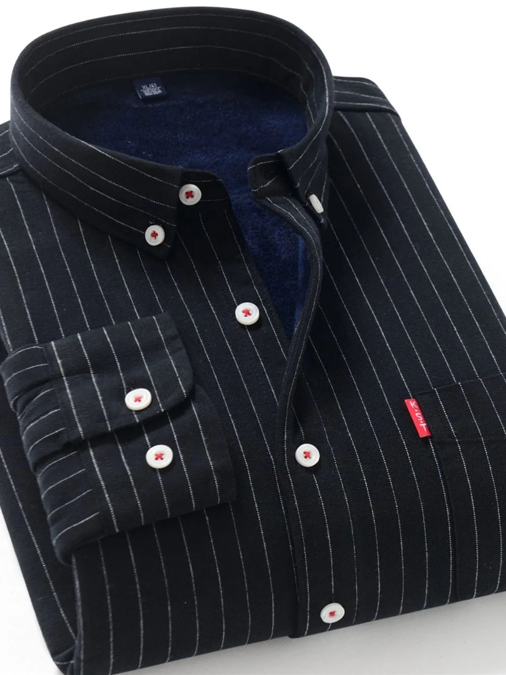 Men's Thickened Flannel Warm Striped Shirt Autumn Winter Casual Style Wear Resistant Durable Outerwear Youth Popular Fashion