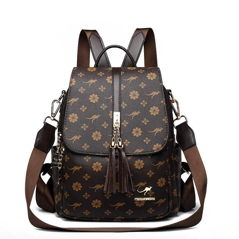 Ladies Backpack Designer High Quality Leather Women Bag Luxury Fashion Printing Large Capacity Backpacks Sac