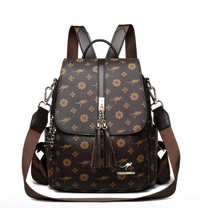 Ladies Backpack Designer High Quality Leather Women Bag Luxury Fashion Printing Large Capacity Backpacks Sac