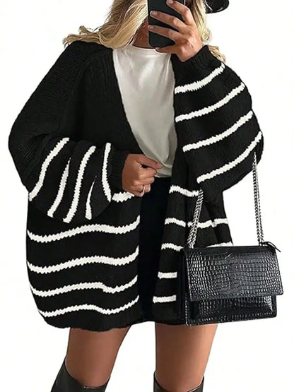 Cardigan Sweaters For Women Oversized Fall Long Sleeve Lightweight Knit Cardigans Winter Clothing Open Front Solid Color Crochet Lantern Sleeve Coat