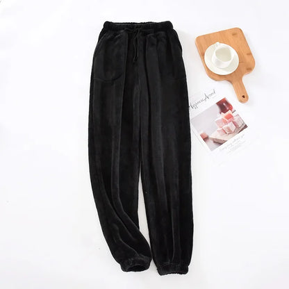 New men's home pants thick flannel warm pants autumn and winter large-size coral fleece trousers pajama pants