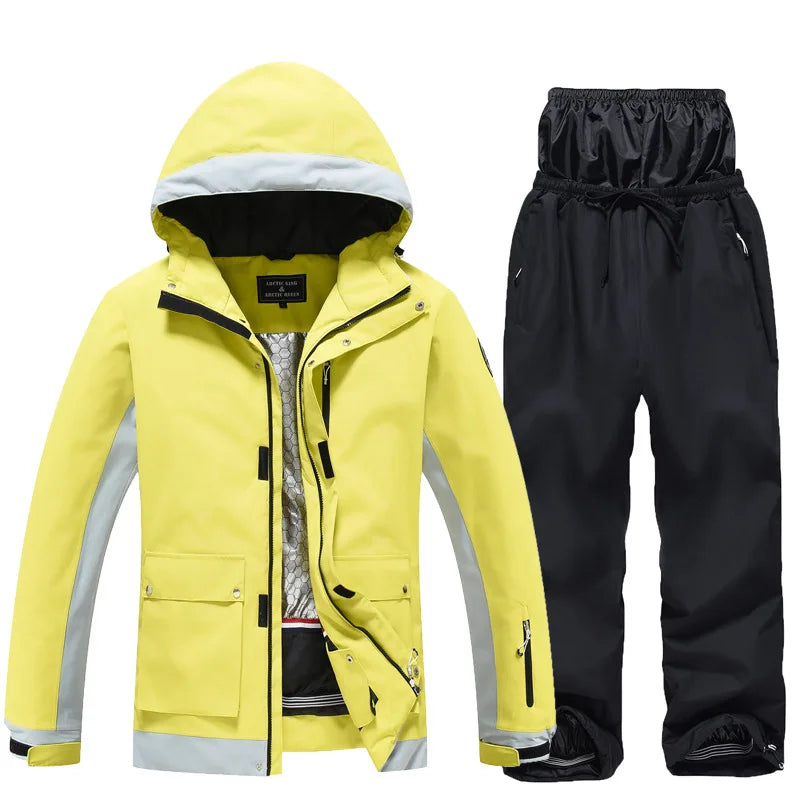 New Men's Women's Ski Suit Winter Outdoor Snow Wear Waterproof Windproof Thickened Warm Ski Clothing Jacket Pants Set Couple