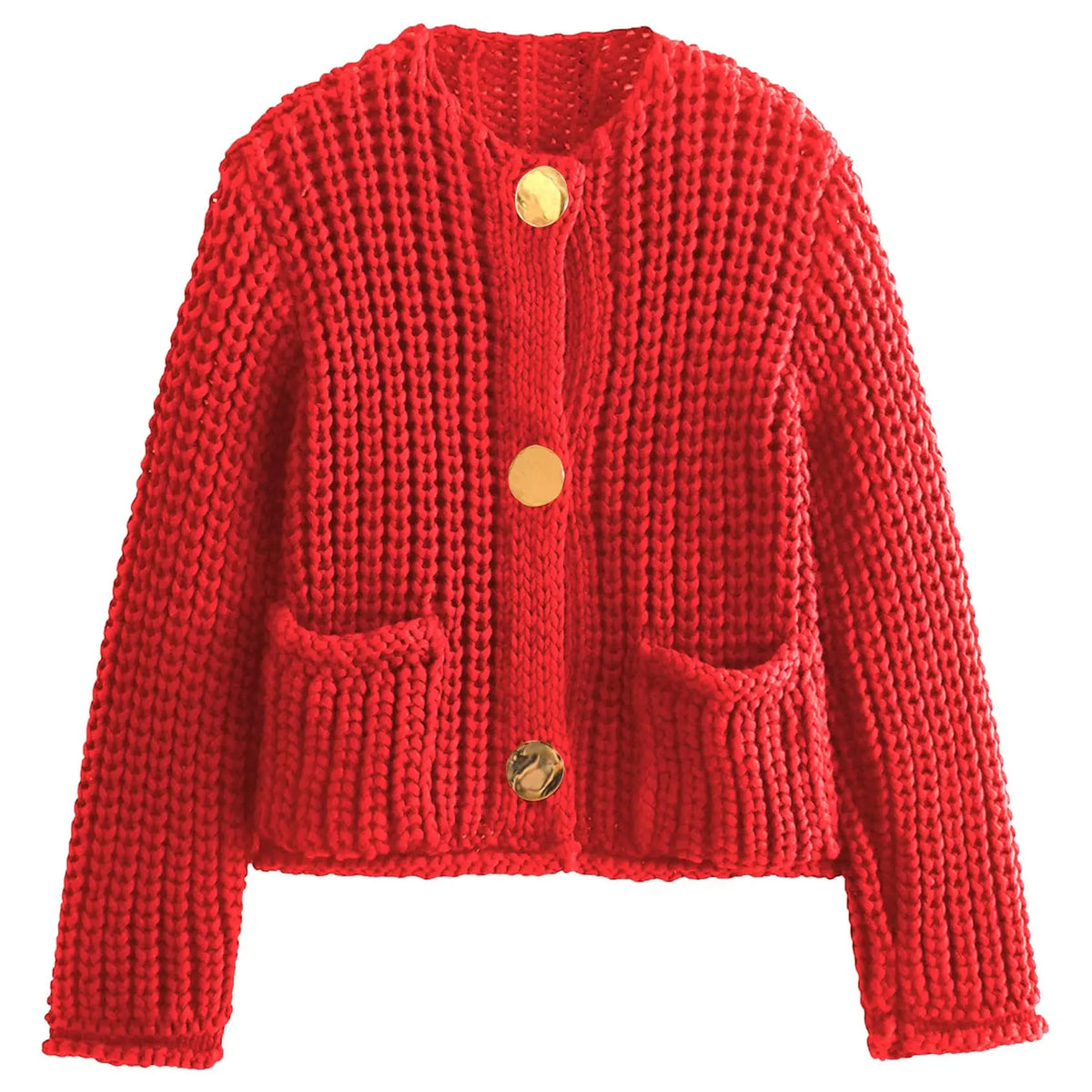 Womens Cropped Cardigan Sweater Button Down Chunky Knit Sweater Long Sleeve Fall Open Front Cardigan