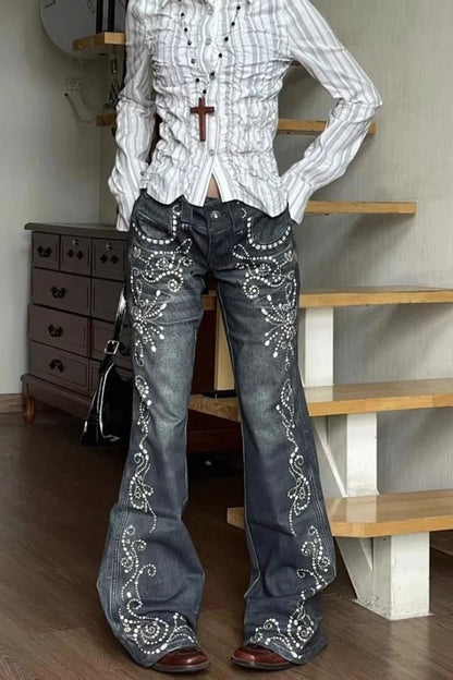 Jeans Women Y2k Pants Vintage Low Rise Bootcut Distressed Denim Trousers  Women  Design  Autumn Winter Fashion
