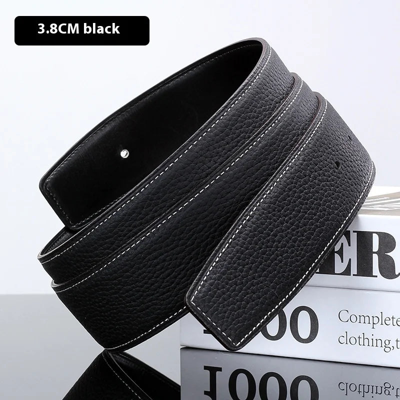Luxury Belt Ultra-Thin Pointed Belt Headless Men And Women First Layer Cowhide H Buckle Replacement Belt Buckleless 3.2/3.8cm
