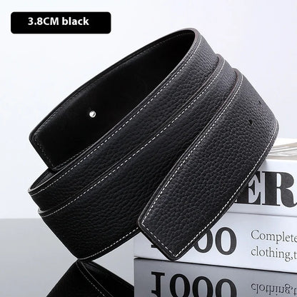 Luxury Belt Ultra-Thin Pointed Belt Headless Men And Women First Layer Cowhide H Buckle Replacement Belt Buckleless 3.2/3.8cm