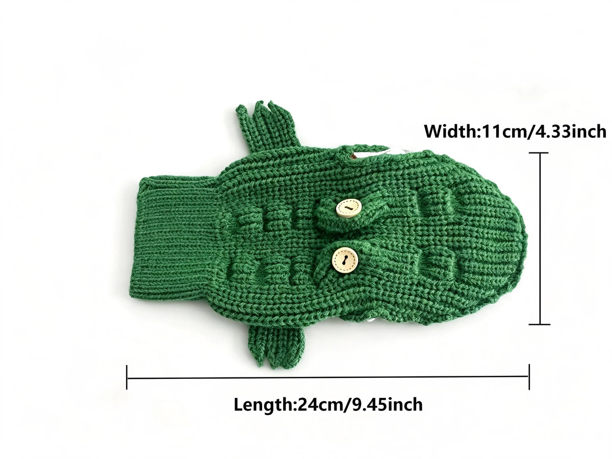 Cute Crocodile Knitted Mittens, Funny 3D Animal Design Warm Winter Full-Finger Gloves, Soft Knit Hand Warmers, Novelty Dress-up Gloves for Women Men, Perfect Christmas Holiday Gift Choice, Ideal for Daily Outdoor Cold Weather