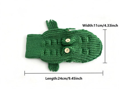 Cute Crocodile Knitted Mittens, Funny 3D Animal Design Warm Winter Full-Finger Gloves, Soft Knit Hand Warmers, Novelty Dress-up Gloves for Women Men, Perfect Christmas Holiday Gift Choice, Ideal for Daily Outdoor Cold Weather