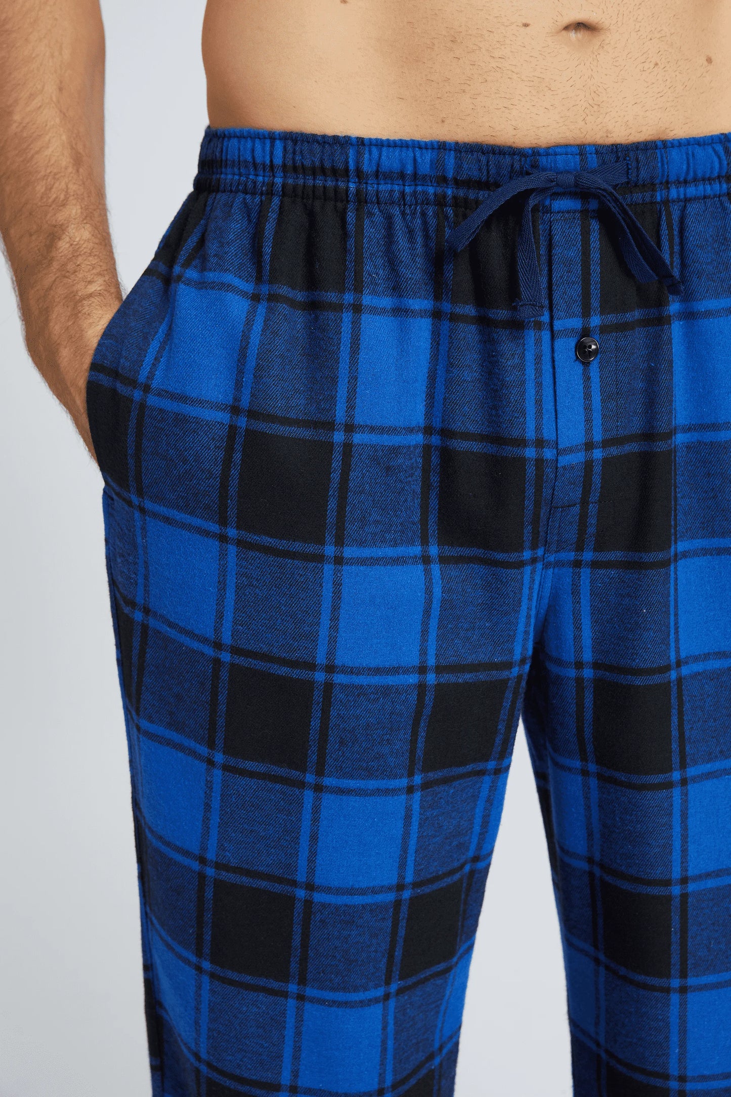 Men's Pajama Bottom Flannel Trendy Plaid Solid Casual Comfy with Pocket Warm Loose Sleeping Pants Stretchy Elastic Waistband