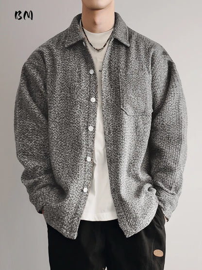 Mens Japanese Vintage Flannel Shirt Thick Warm Long Sleeve Loose Fit Plus Size High Quality Autumn Winter Soft Coat Harajuku Top