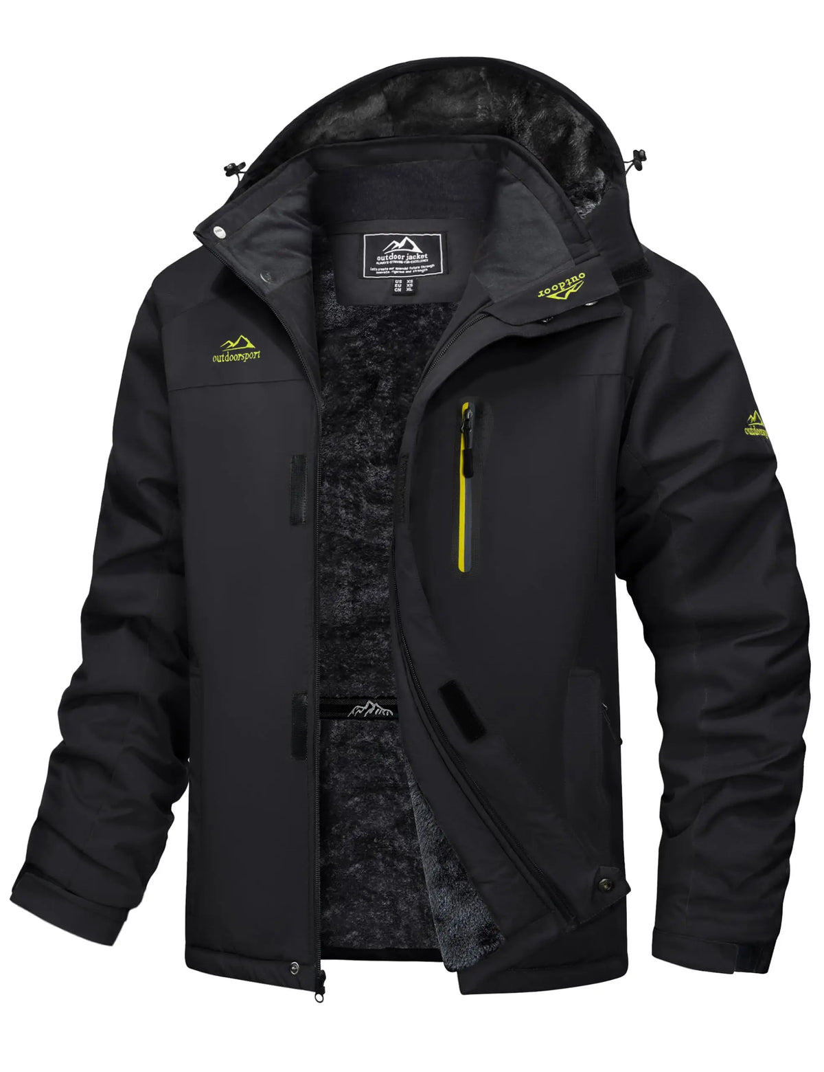 Men's Winter Jacket Waterproof Windproof Fleece Lined Parka Warm Thermal Coat with Removable Hood Outdoor Ski Snowboard Jacket