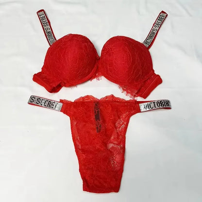 New Victoria's Secret Women's Sexy Bra and Panty Set Comfortable push up Shapewear Adjustable Padded Gathered Lace Lingerie Set