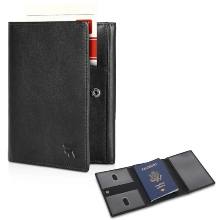 Polare Full Grain Leather Pilot Wallet Passport Holder RFID Blocking Tri-fold Travel Cover Document Organizer for Aviation Prof
