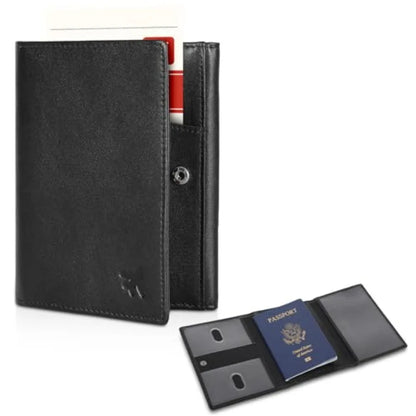 Polare Full Grain Leather Pilot Wallet Passport Holder RFID Blocking Tri-fold Travel Cover Document Organizer for Aviation Prof