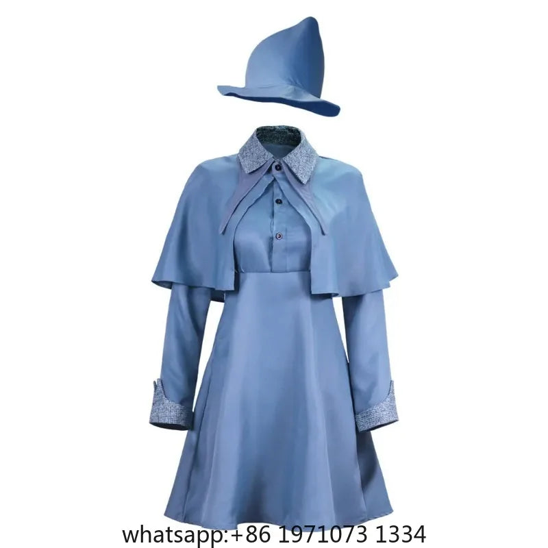 Wizard School Witch Fleur Isabelle Delacour Cosplay Costume Beauxbaton Magic Women School Uniform Hat Dress Suit Adults Children