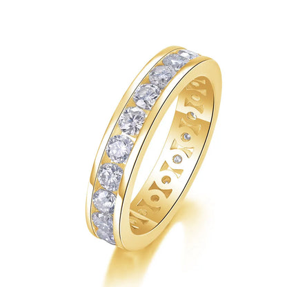 KNOBSPIN 3mm 4mm Moissanite Rings for Women Man D VVS1 Round Brilliant Cut Diamond s925 Sterling Silver Moissanite Eternity Band