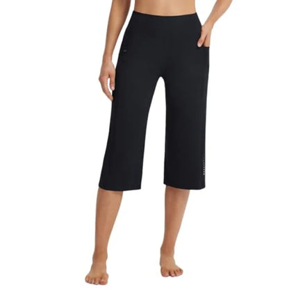 baleaf Capris for Women with Pockets Yoga Capri Pants High Waist Straight Leg for Casual Summer Pant