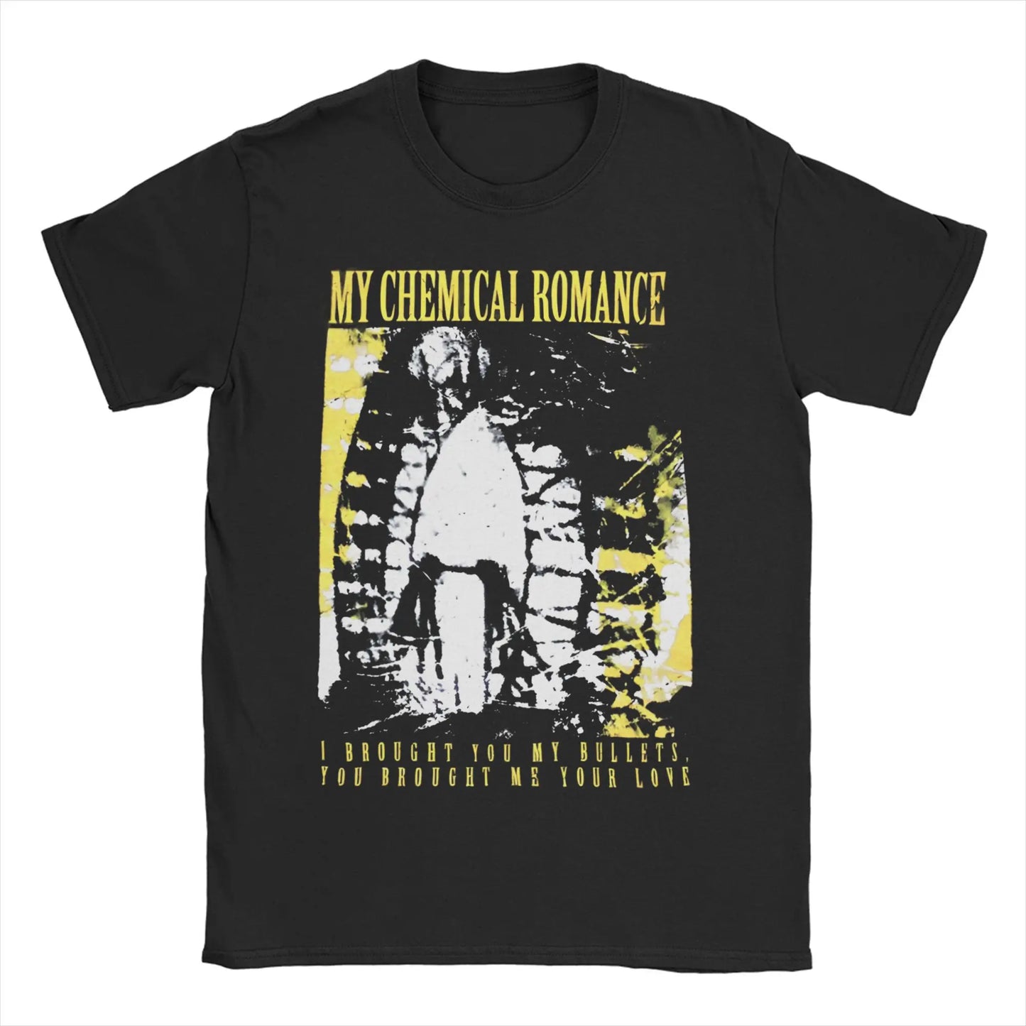 Short Sleeved Round Neck Y2k Tshirt Men Clothing New in Top & Tees Mens T-Shirt Cat Parade Band Punk My Chemical Romance