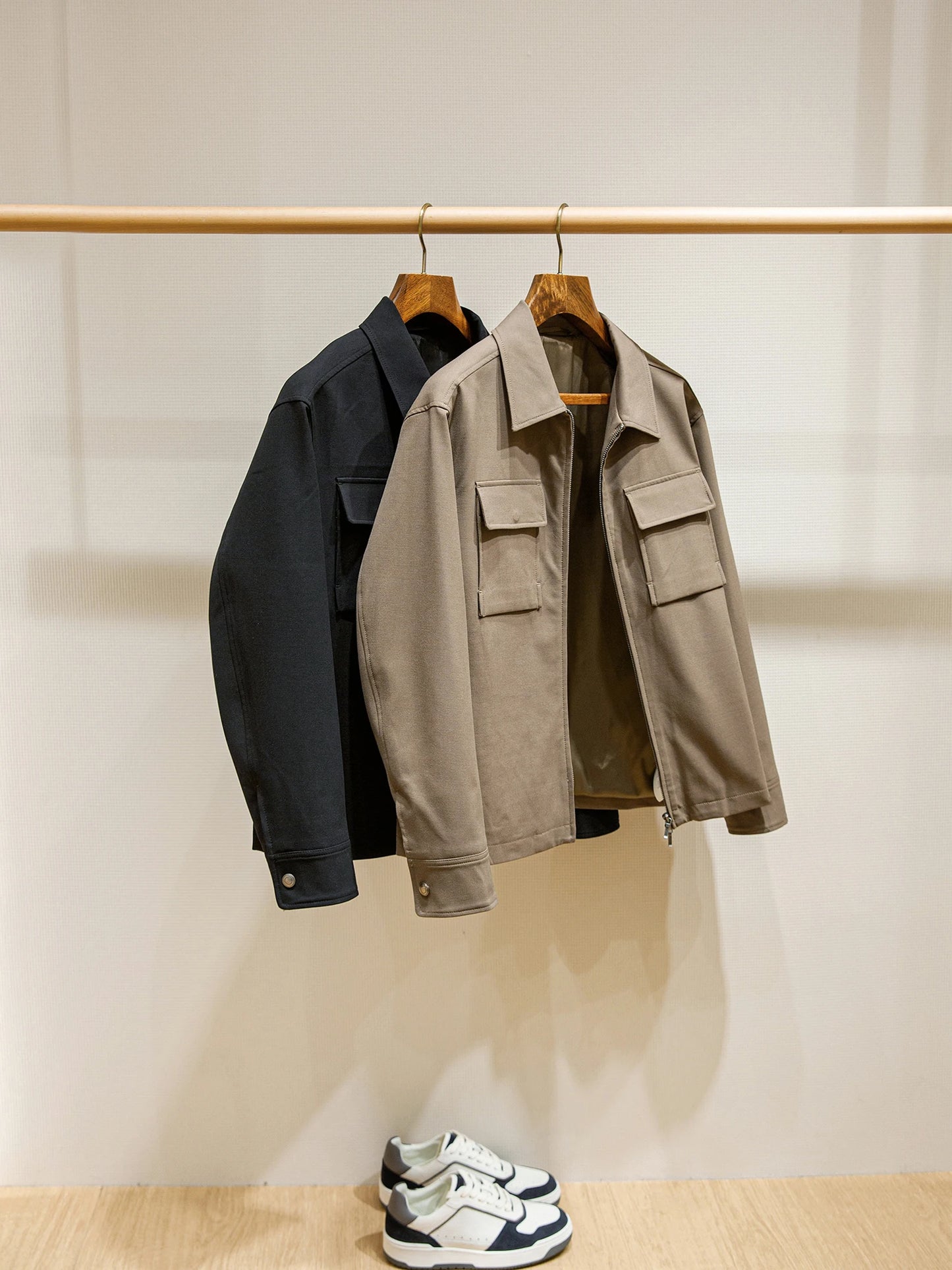 Italian Style Flannel Wool Blend Fabric LP Spring Men's Business Casual Collar Jacket Coat Thin Long Sleeve Standard Fit