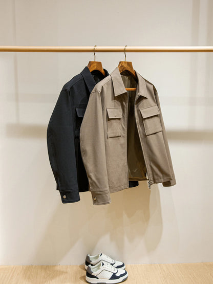 Italian Style Flannel Wool Blend Fabric LP Spring Men's Business Casual Collar Jacket Coat Thin Long Sleeve Standard Fit