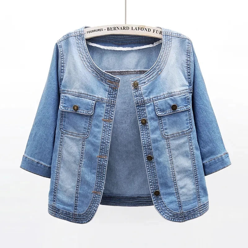 Women Denim Jacket 2024 New Spring Summer Short Coat Blue Jeans Jackets Casual Tops Loose Tops Lady Outerwear