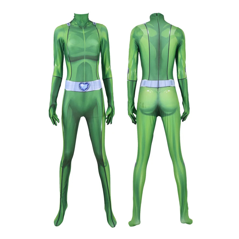 Totally Spies Cosplay Costume for Women Adults 3D Printed Clover Ewing Zentai Bodysuit Halloween Alexandra Cosplay Jumpsuit