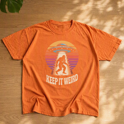 Groovy UFO Bigfoot Sasquatch Lady Retro Pop Art Graphic Tee Weird Alien 70s Vibe Shirt Music Festival Top