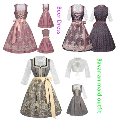 2026 Eur-USA Beer Festival Beer Dress for Women, Traditional German Bavarian Costume Women's Skirts,Halloween Lace Apron Outfit