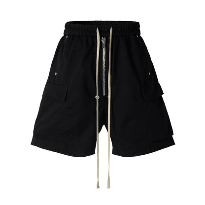 2025 Dark RO Style Drawstring Multi-pocket Tooling Shorts Men's Niche Casual Loose Straight Five-point Pants