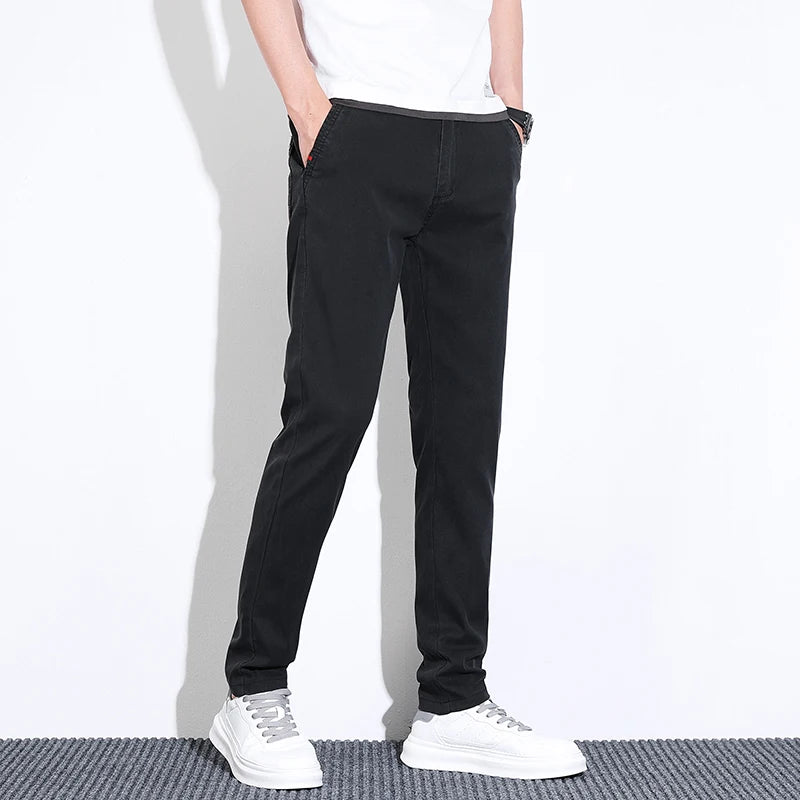 Men's Clothes Lyocell Thin Casual Pants Men Fashion Slim Classic Spring Summer Trousers Stretch Breathable Business Pants