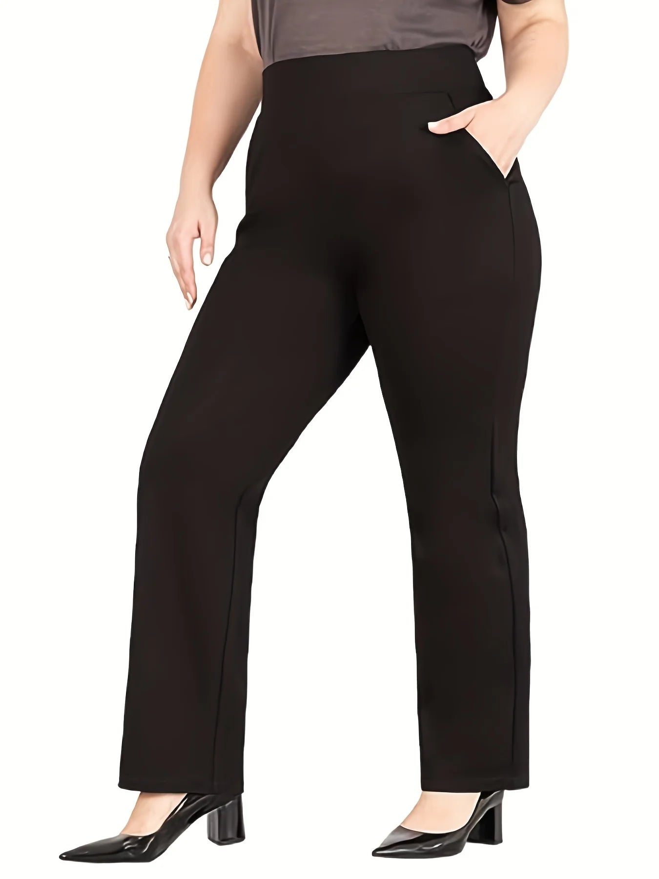 Summer new women's plus size knitted fabric business formal fashion style pants